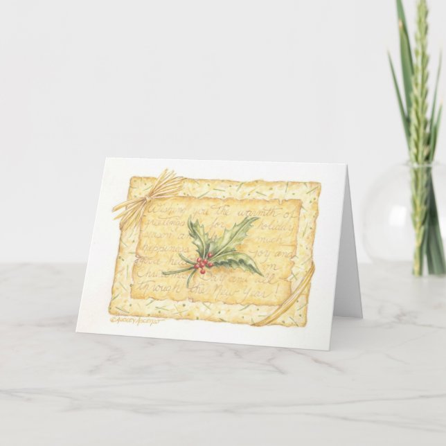 Cadeau de Noël Enfermé Carte de voeux Holly (Devant)