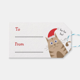 Cadeau de Noël Nom étiquette père Noël chat ho ho 