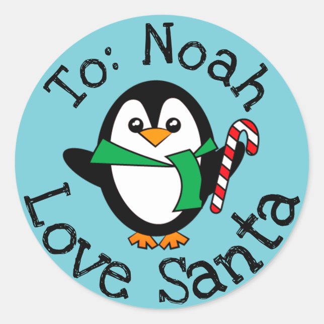 Cadeau de Noël personnalisé de Père Noël Sticker P (Devant)