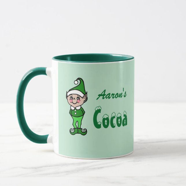 Cadeau de Noël personnalisé Elf Cocoa Mug (Gauche)