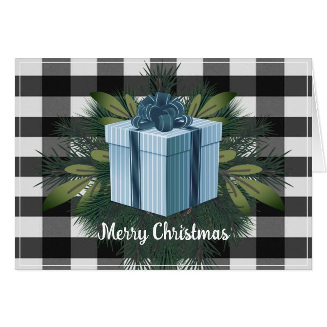 Cadeau de Noël Plaid Buffalo | Vacances bleues (Devant horizontal)