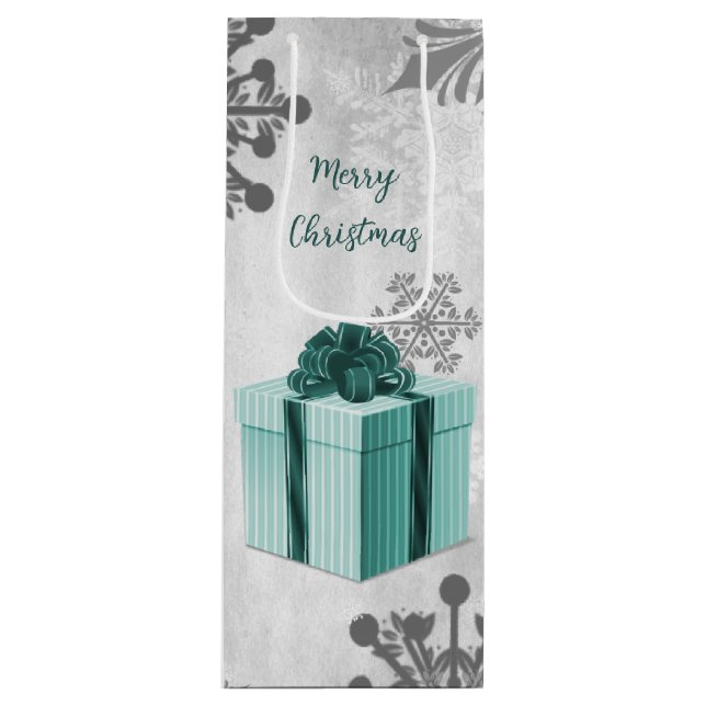 Cadeau de Noël turquoise Vacances Sac cadeau de vi (Devant)