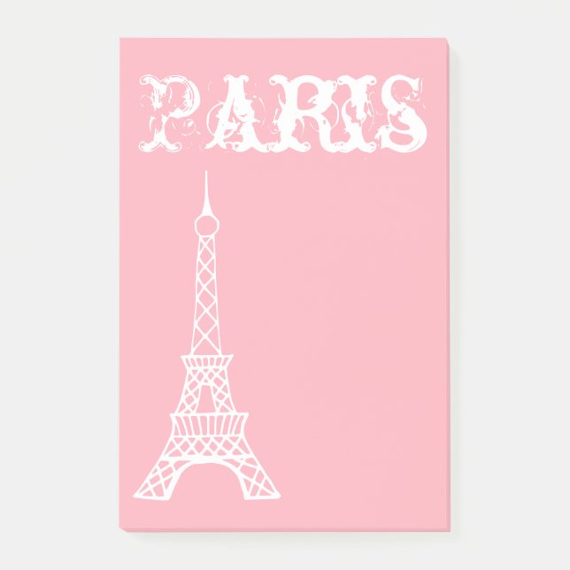 Cadeau de notes post-it Paris rose pour fille (Devant)