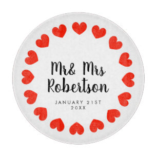 Cadeau de planche à découper en verre Mr et Mrs po