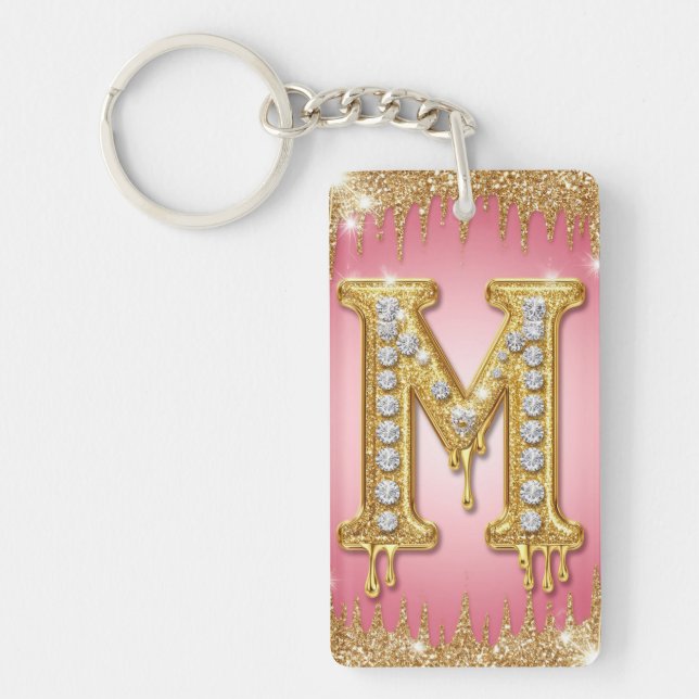 Cadeau de porte-clés personnalisé lettre M en diam (Devant)