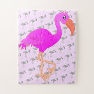 Cadeau de puzzle Flamant rose rose