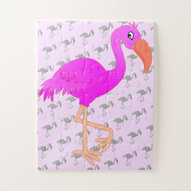 Cadeau de puzzle Flamant rose rose (Vertical)