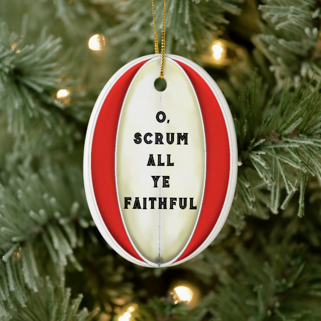 Cadeau de rugby personnalisé ornement en céramique (Arbre)