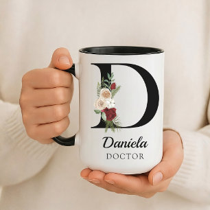 Cadeau de Tasse à Monogramme Floral Personnalisé p