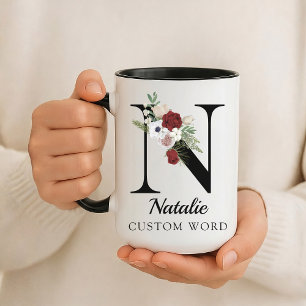 Cadeau de tasse d'alphabet floral personnalisé pou