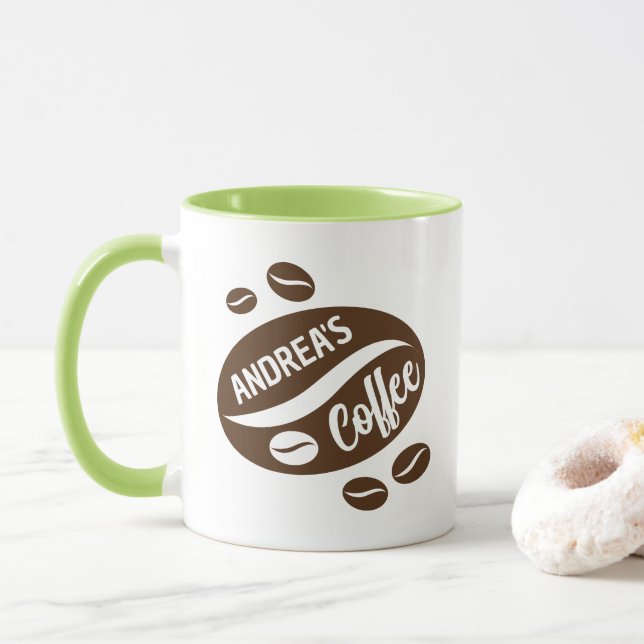 Cadeau de tasse personnalisé avec design de fèves  (Avec donut)