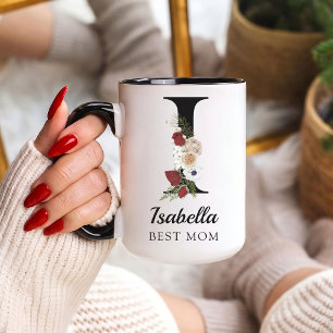 Cadeau de tasse personnalisée avec monogramme flor