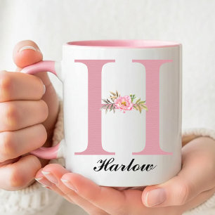 Cadeau de tasse personnalisée avec monogramme flor