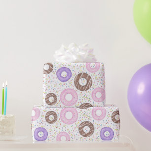 Cadeau Délicieux Donuts sur Papier d'Emballage Blanc