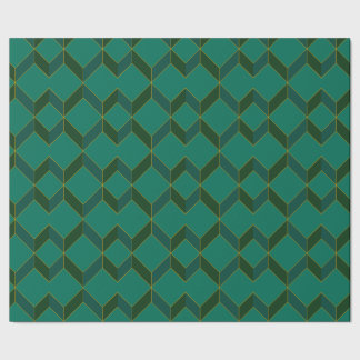 Cadeau Diamant Art Déco vert et or Papier à envelopper