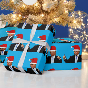 CADEAU DONALD TRUMP PORTANT SANTA HAT WRAPPER PAPIER