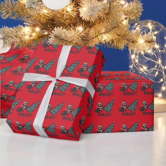 Cadeau Drôle Chat Noël Rouge papier enveloppement (Vacances)