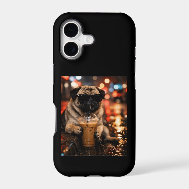 Cadeau drôle de Bouledogue buvant du café glacé po (Verso)