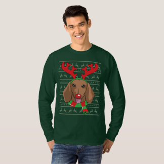 cadeau drôle de Noël de renne de T-shirt de teckel