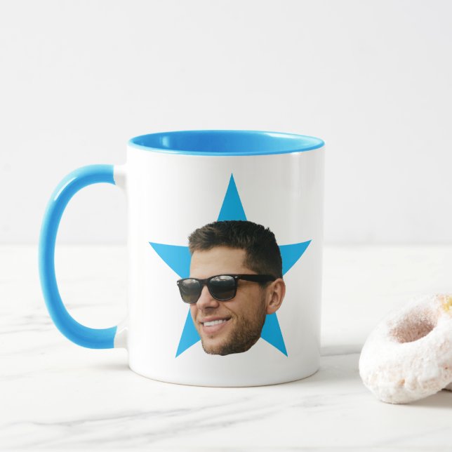 Cadeau Drôle Étoile Visage Pour Collaborateur, Mug (Avec donut)