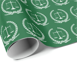Cadeau Échelles de justice   Papier vert À feuillage pers