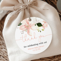 Élégant lys floral blush merci les étiquettes préf