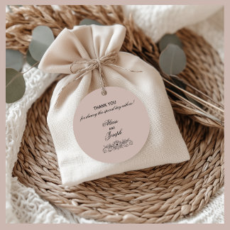 Cadeau Élégant Merci Flourish Favoriser les étiquettes po