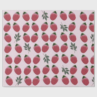Cadeau Élégant papier d'enrobage de fraises à l'aquarelle