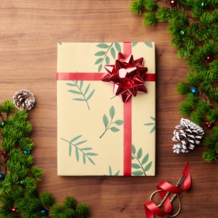 Cadeau Élégant papier d'enveloppement de feuilles vertes 