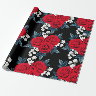 Cadeau Élégant papier d'enveloppement de rose rouge