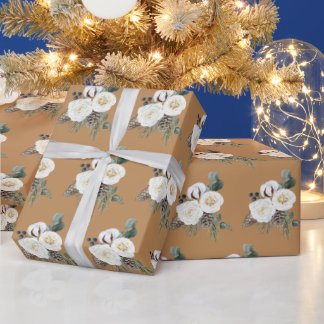 Cadeau Élégant papier d'enveloppement floral d'hiver