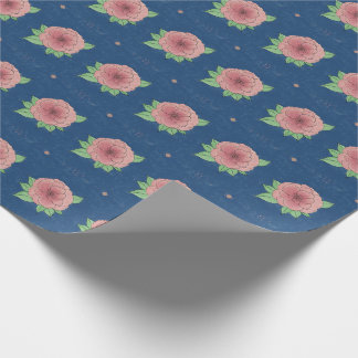 Cadeau Élégant papier d'enveloppement rose et bleu floral