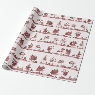 Cadeau Élégant papier toile de Jouy vintage rouge cheval 