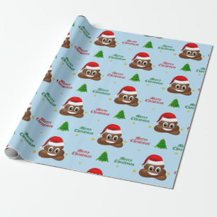Cadeau emoji de noël poo avec papier d'emballage de chape