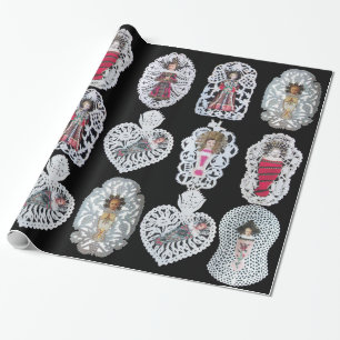 Cadeau Enfant Jésus, Antique Papier de Noël, Noir