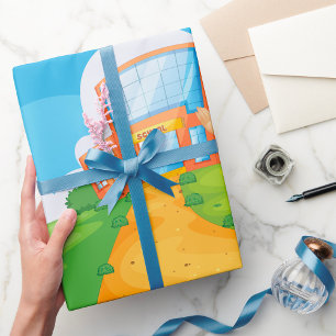 Cadeau Enseignant Au Papier D'Enveloppement À L'École