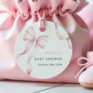 Cadeau Étiquettes de Baby shower de ruban rose