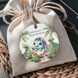 Cadeau Étiquettes de faveur de douche pour bébé Dino mign