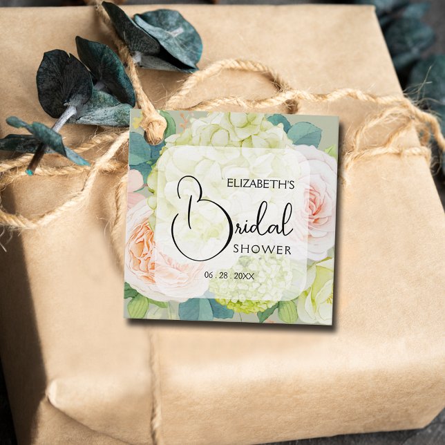 Cadeau Étiquettes de Faveur de Mariage Fleurs de Jardin R (Small 2" x 2" bridal shower favor tags. )