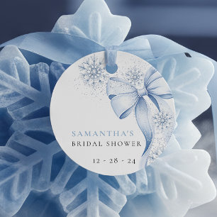 Cadeau Étiquettes de Faveur de Mariage Hivernal Flocon de