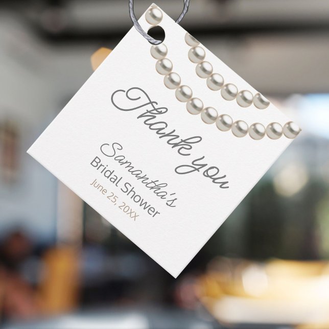 Cadeau Étiquettes de faveur de mariage perles argentées é (Créateur téléchargé)