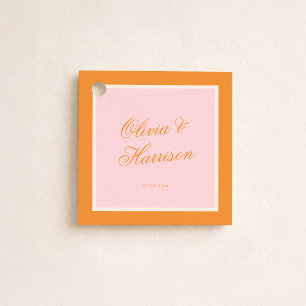 Cadeau Étiquettes de Faveur de Mariage Script Rose Orange