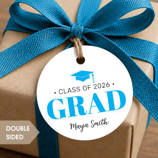 Cadeau Étiquettes de faveur de remise de diplôme bleu noi