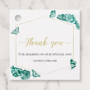 Cadeau Étiquettes de faveur de robe émeraude verte floral