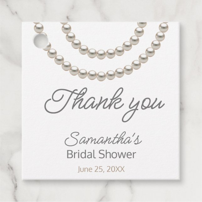 Cadeau Étiquettes de faveur de shower de mariée perle arg (Devant)