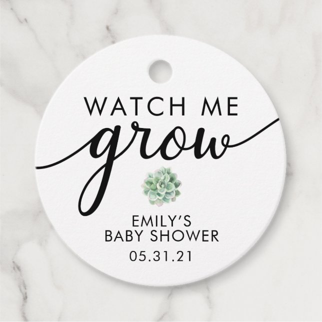 Cadeau Étiquettes de faveur de succulentes pour BABY SHOW (Devant)