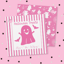 Cadeau Étiquettes de faveur Halloween Rose Et Blanc Migno