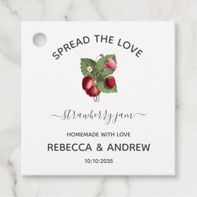 Cadeau Étiquettes de Mariage Confiture de Fraise "Partage (Devant)