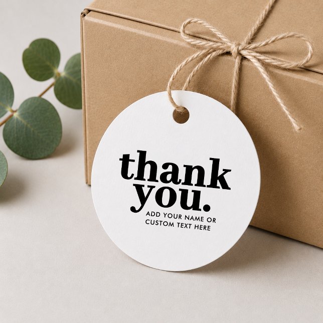 Cadeau Étiquettes de remerciement | Noir et Blanc Rétro (Stylish thank you tags for boutiques, wedding welcome bags, small business packaging, and more!)
