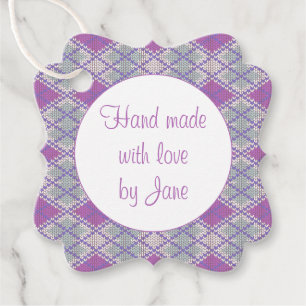 CADEAU ÉTIQUETTES "FAIT MAIN" CARRÉES FANTAISIE EN TRICOT